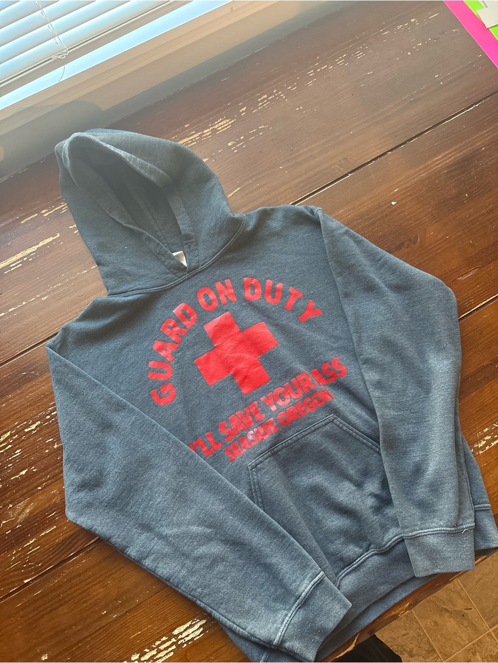 Gildan Charcoal Hoodie with Red Cross Print